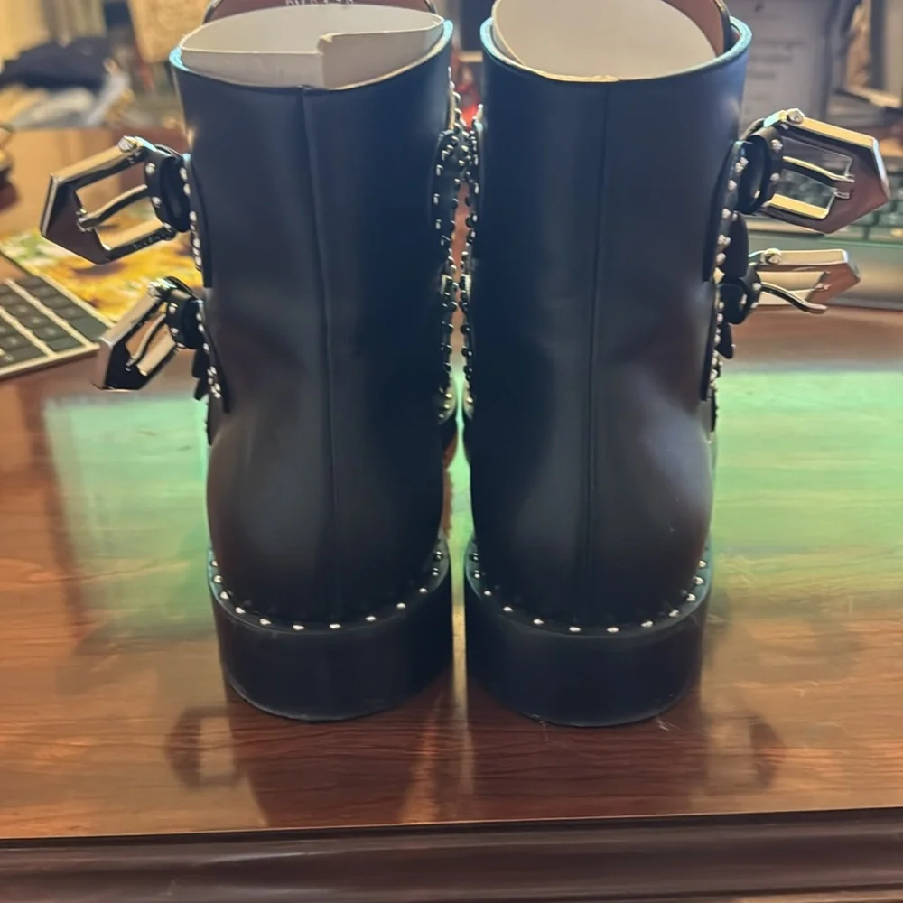 Givenchy Black Ankle Boots with Silver Buckles - Picture 4 of 8